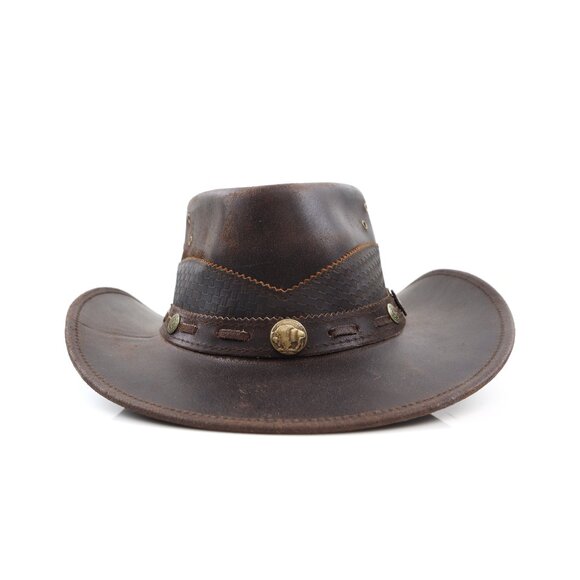 Stellman Leather Hat Western Cowboy Hat Handmade Leather Hat Vintage Leather Hat - Picture 1 of 6
